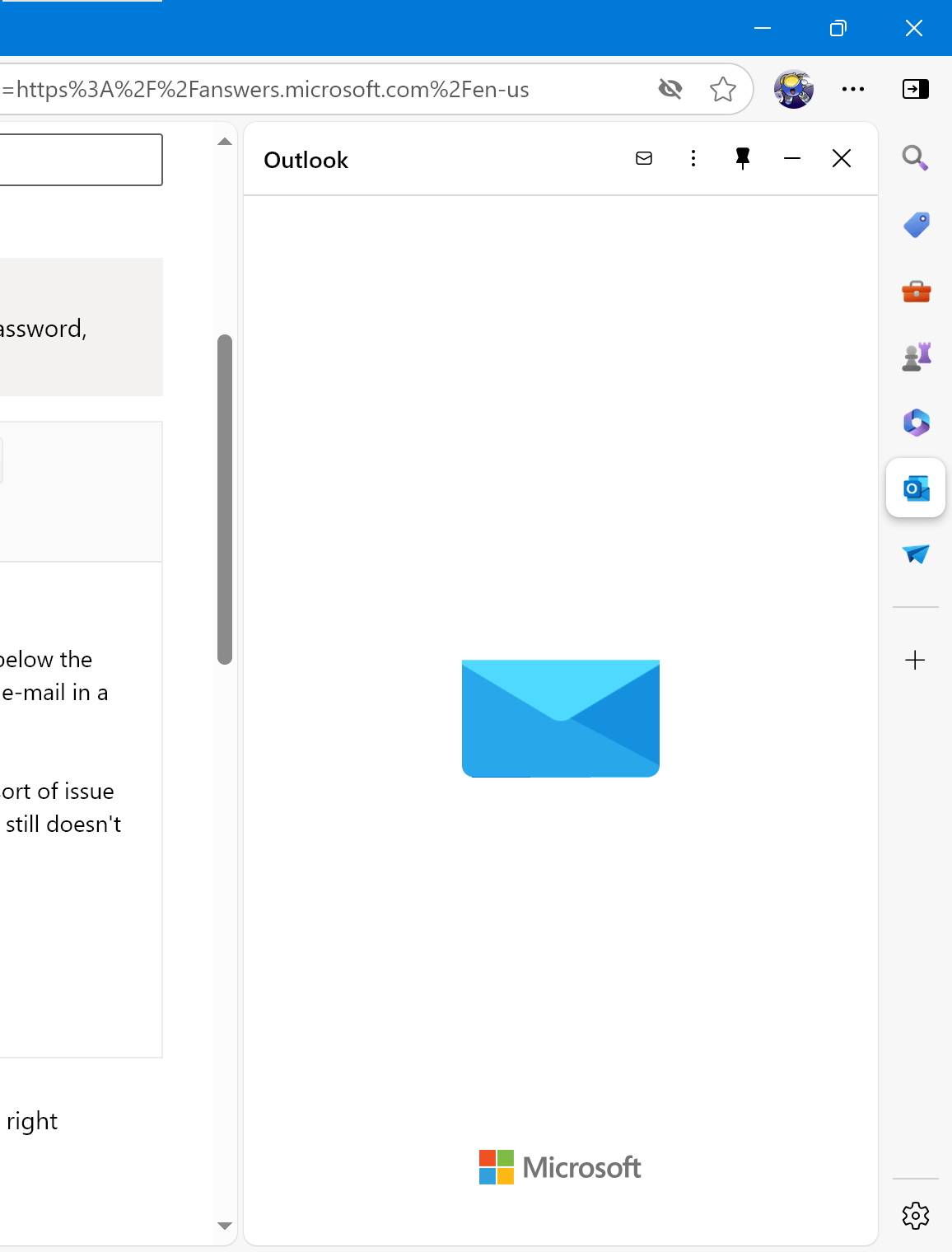 The Outlook option in Microsoft Edge's Sidebar never finishes loading ...