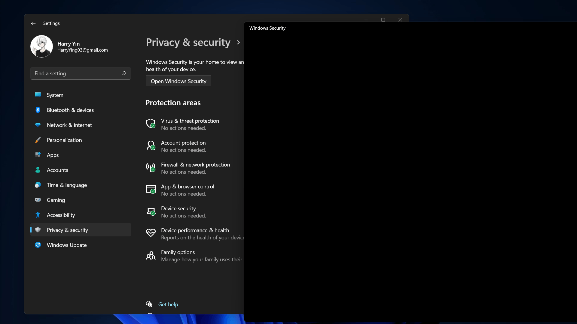 window defender app and browser control cannot open and when i open it ...