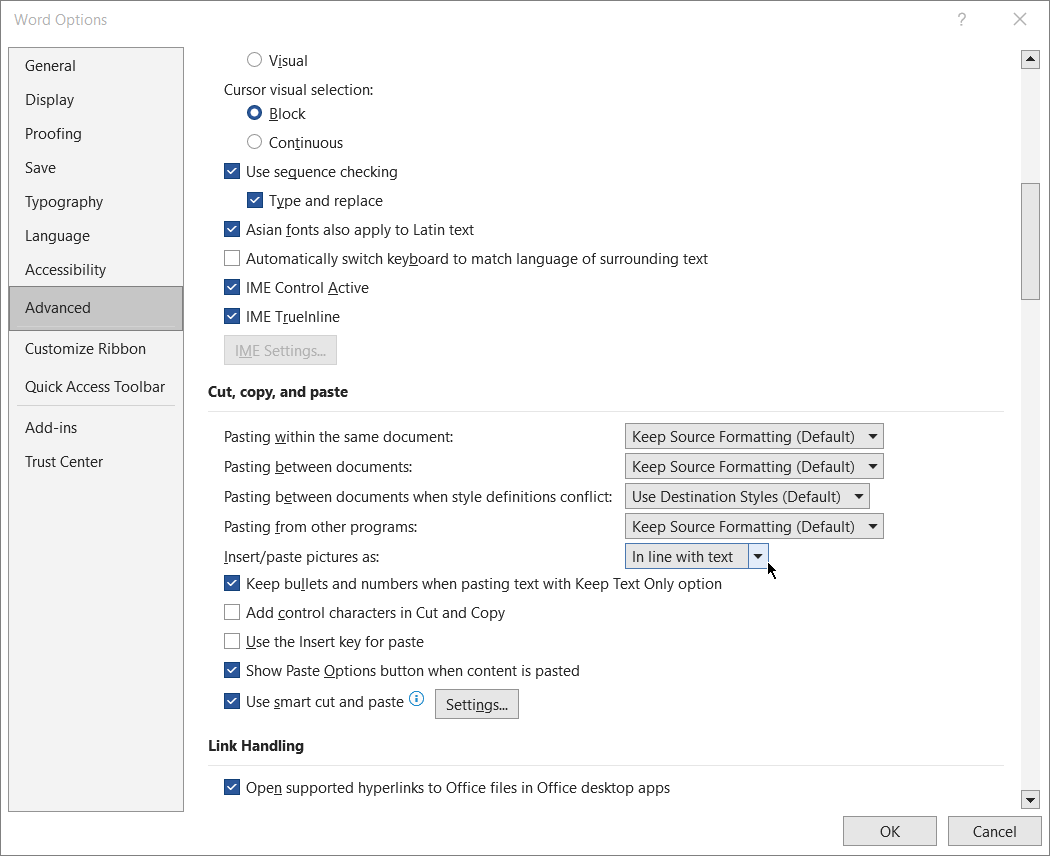 MS Word - Cut and Pasted 