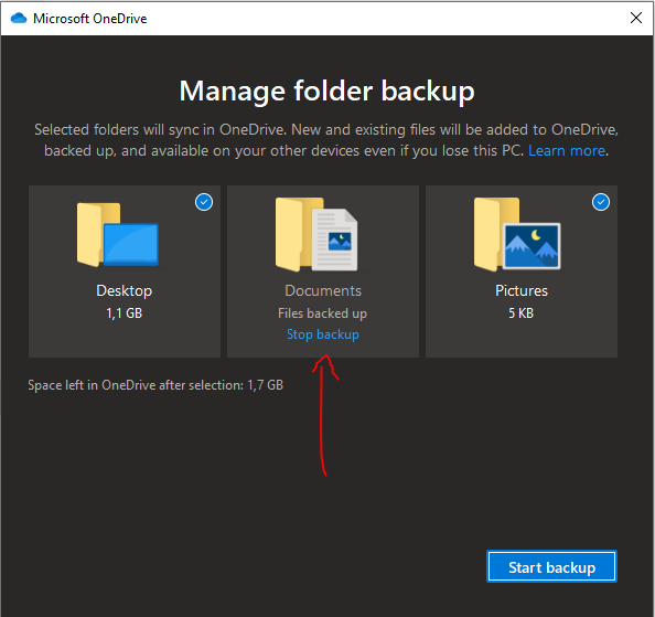 Stop Onedrive Syncing Documents folder. - Microsoft Q&A