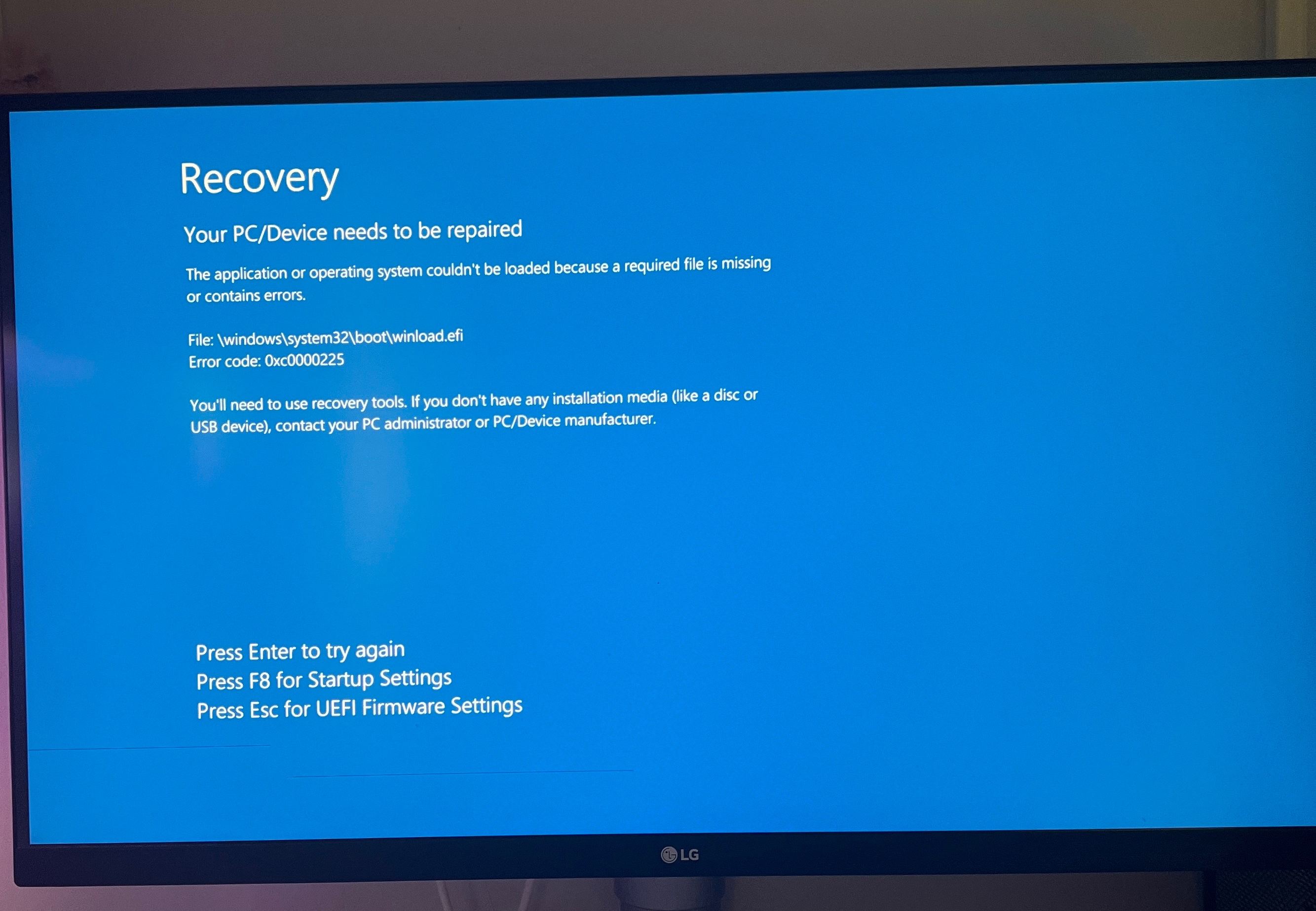 Error code 0xc0000428 when trying to install OS on new pc