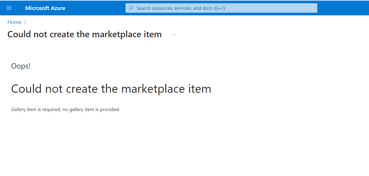 Could Not Create The Marketplace Item Microsoft Q A