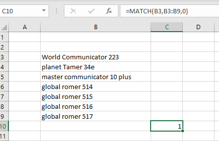 MATCH function not returning correct values - Microsoft Q&A