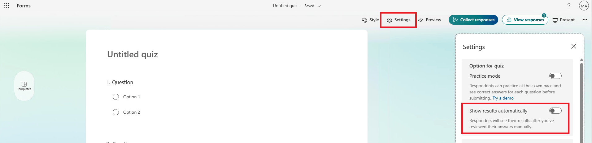 For Microsoft 365 Forms, for quizzes how do you adjust settings so ...