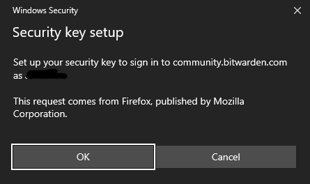 Usability of FIDO2 dialog box with Platform Authenticator (TPM backed ...