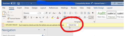 check out/in option not available from app - OneDrive shortcut ...