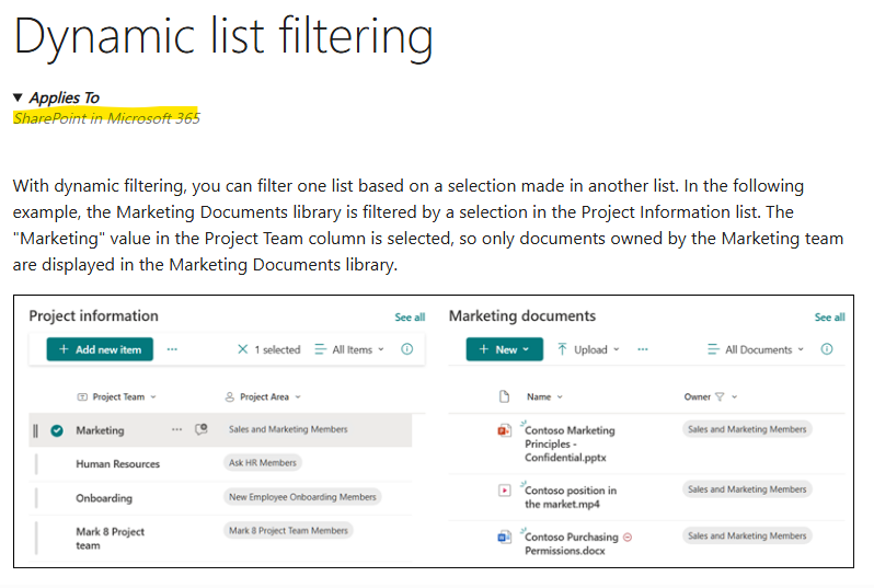 Is dynamic filtering of multiple lists/librarys available in SharePoint ...