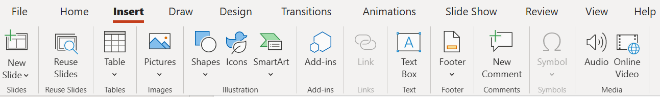 No equation option under the 