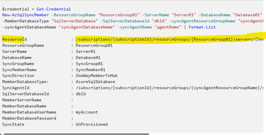 How to find ARM resource id of the sync agent in the sync member ...
