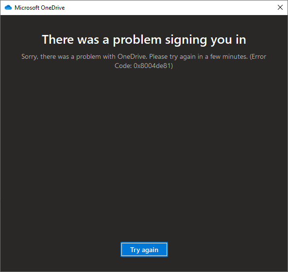 Sharepoint 2019 on-prem/Onedrive sign in problem "There was a problem ...