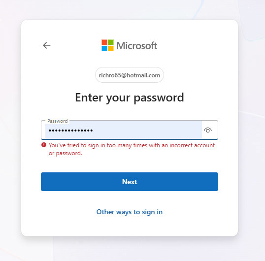 Can't sign in to hotmail using password method - Microsoft Q&A