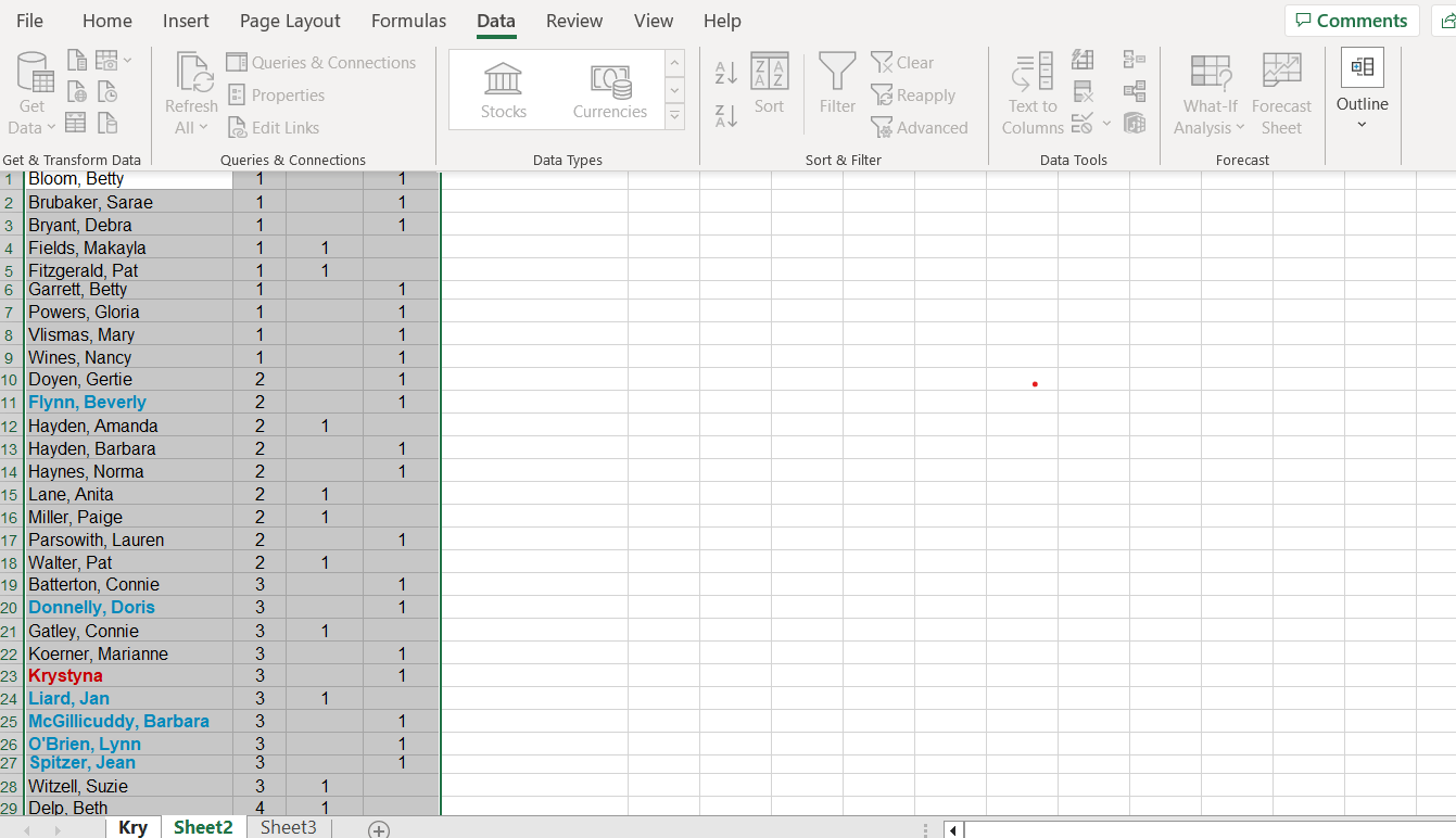 The sort function is not working. It is gray on the toolbar so I cannot ...