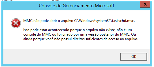 MMC não pode abrir o arquivo C:\Windows\system32\taskschd.msc