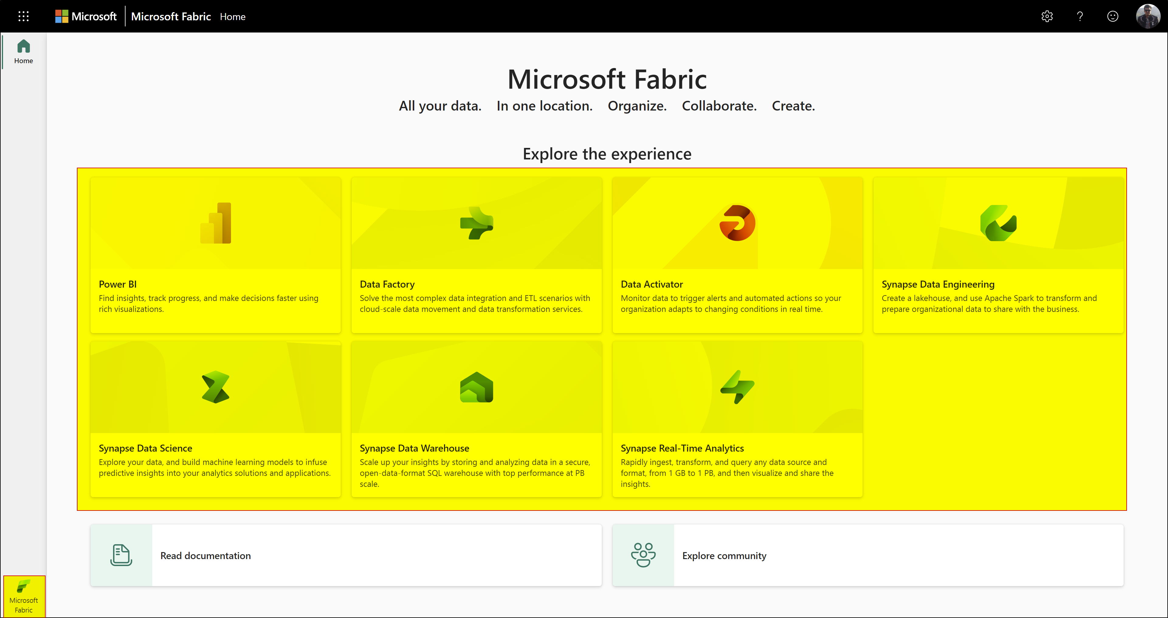MS fabric trial account shows only power BI feature. - Microsoft Q&A