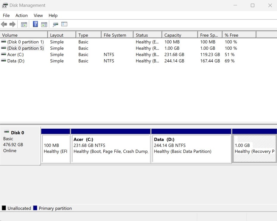 recovery partition is empty - Microsoft Q&A
