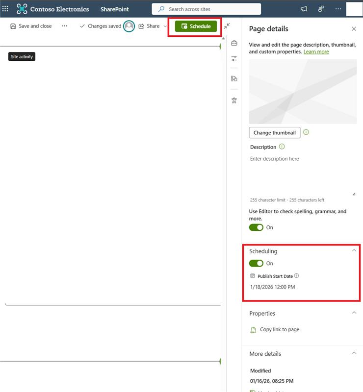 Is SharePoint Scheduling option broken/changed for pages? - Microsoft Q&A