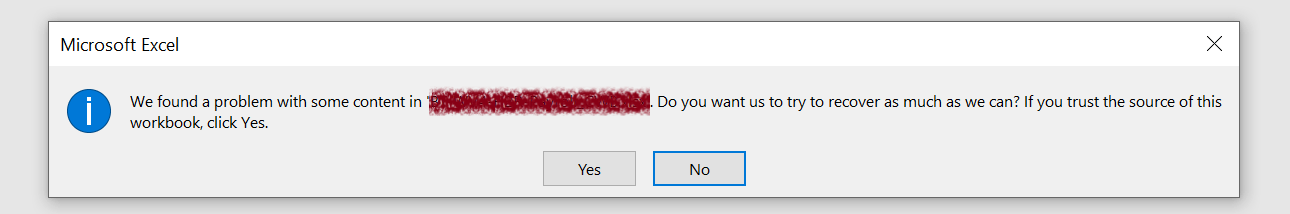Sharepoint error - We're sorry, we couldn't open your workbook ...