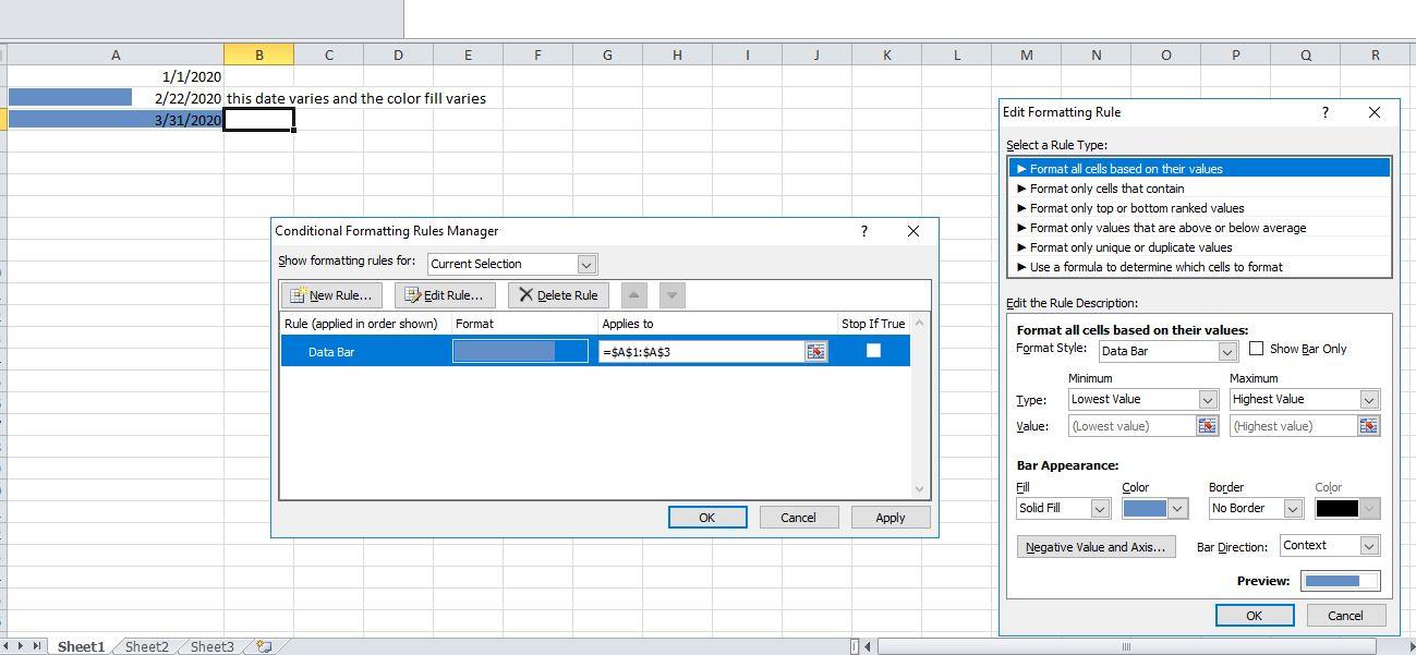 Conditional Formatting | Data Bars | Date and Deadline - Microsoft Q&A