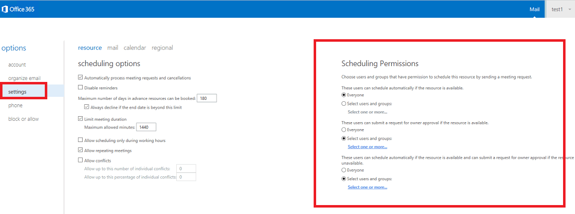 Only one person Accepting Meeting room bookings how to? - Microsoft Q&A