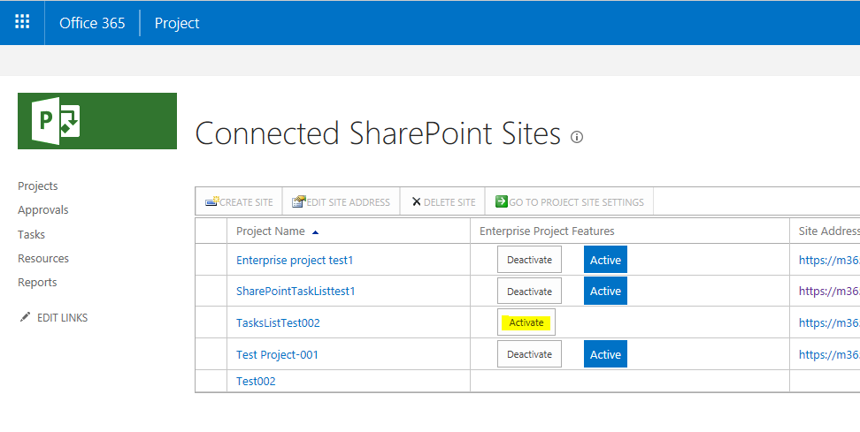 Sharepoint project site not linking to PWA - Microsoft Q&A