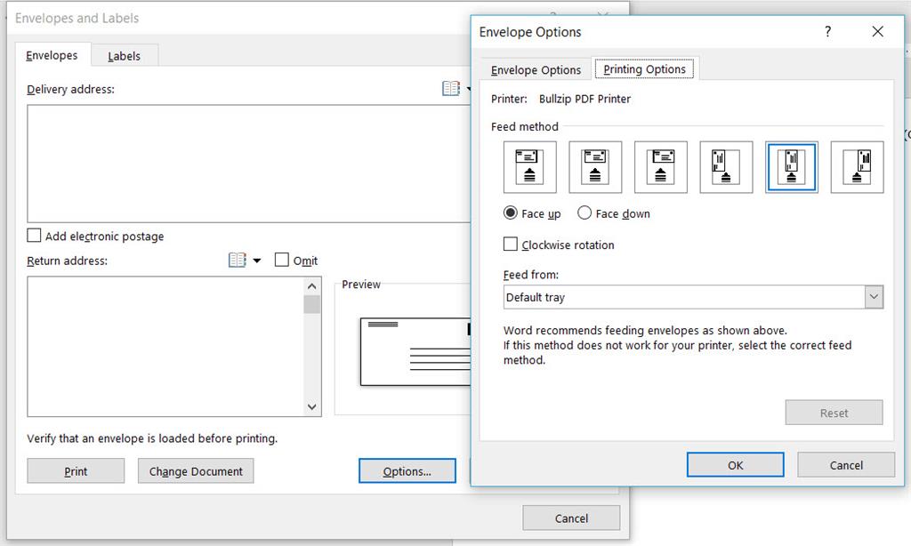 Word 2016 envelope printing orientation problem - Microsoft Q&A