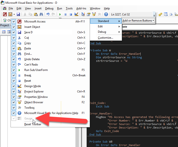 What is this gauge icon in the visual basic editor Standard toolbar ...
