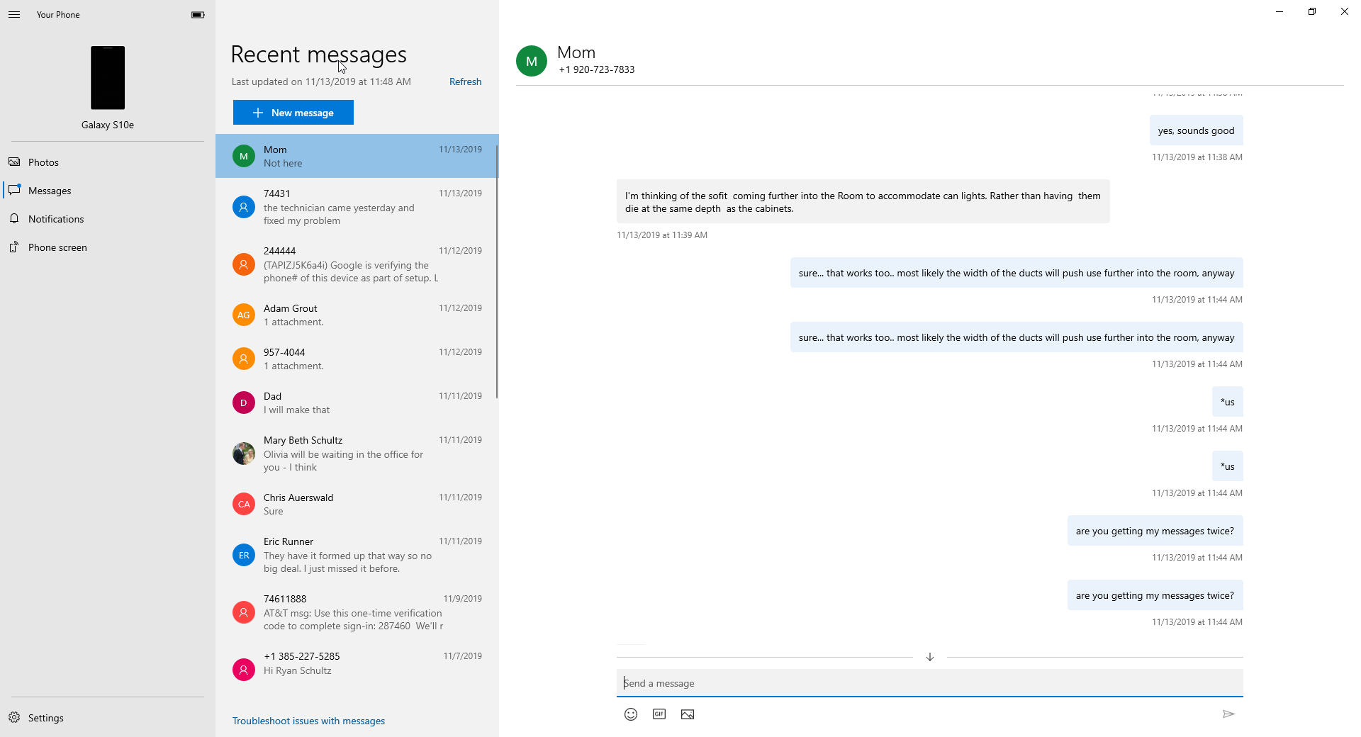 Texts showing up twice - Microsoft Q&A