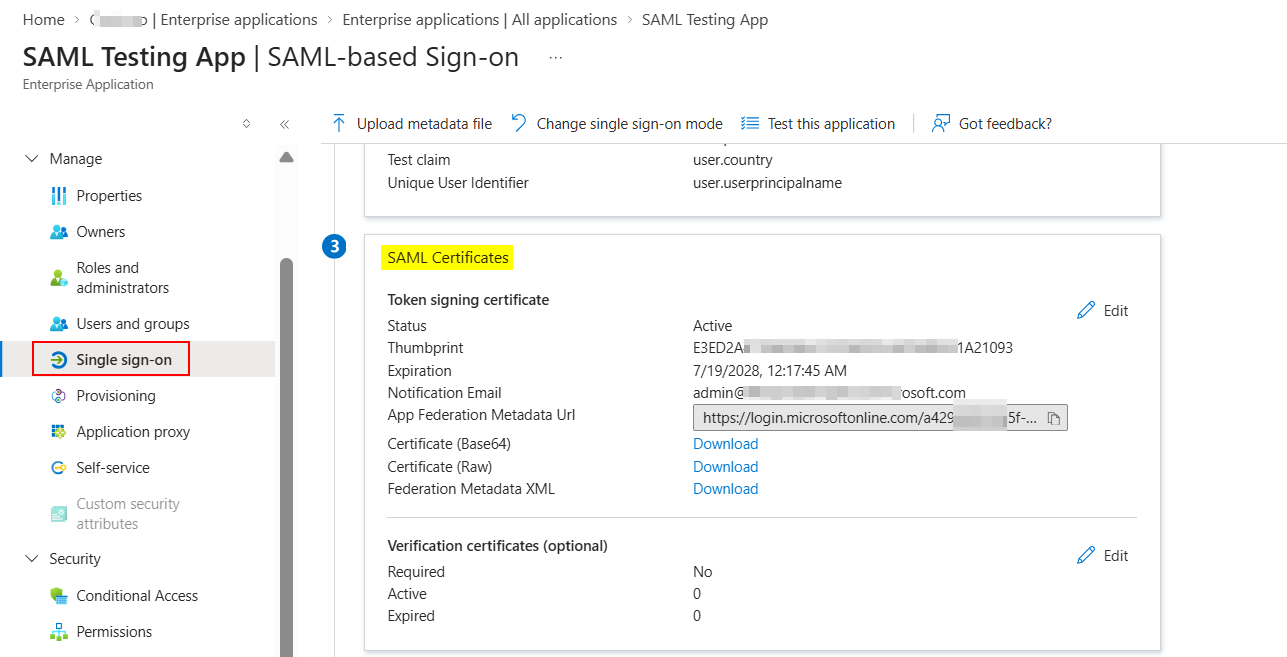 How to upload SWG SAML certificate in Entra-ID? - Microsoft Q&A