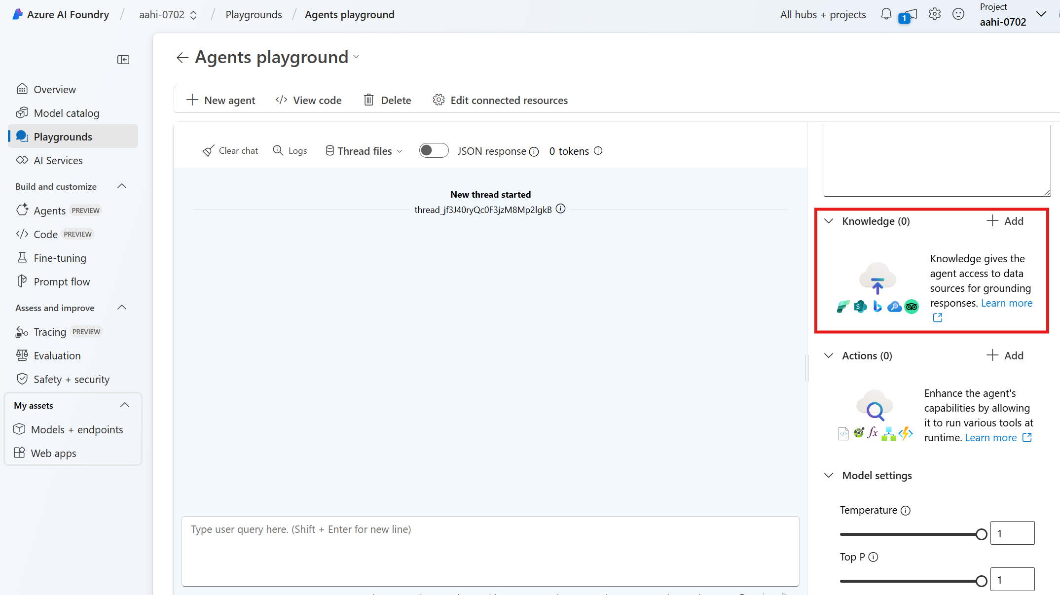 A screenshot showing the available tool categories in the Azure AI Foundry portal.