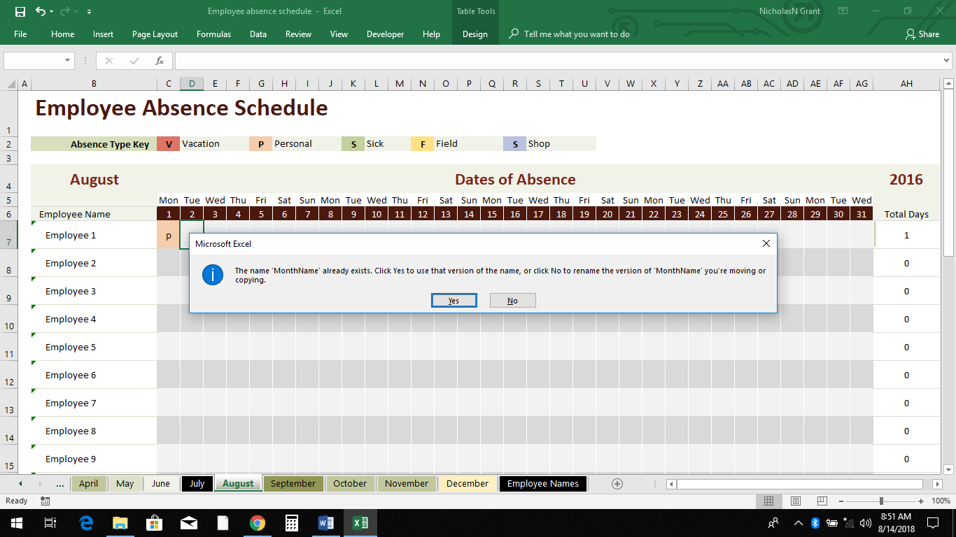 Employee Absence Schedule Error - Microsoft Q&A