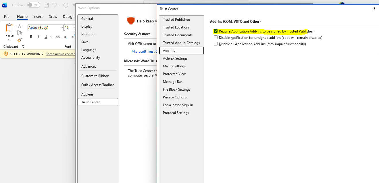 Trusted Publisher checkbox