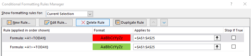 Conditional Formatting not working with Formula Date Column >=/