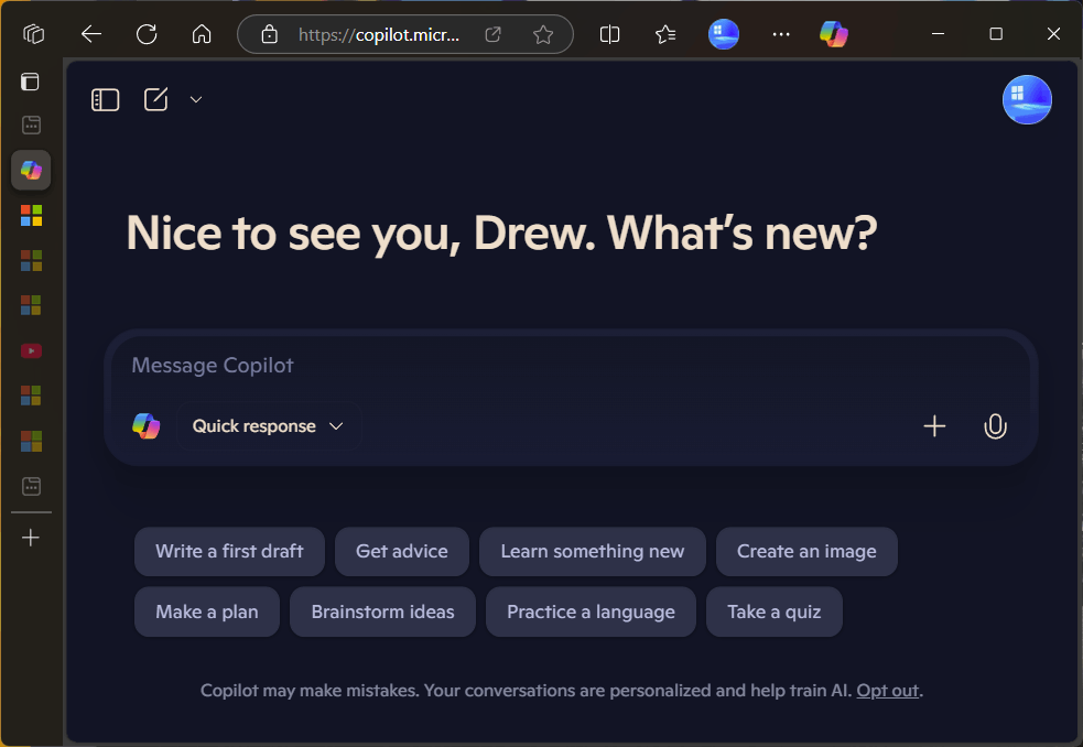 OPTIONAL Copilot Coming to Edge NTP - Microsoft Q&A