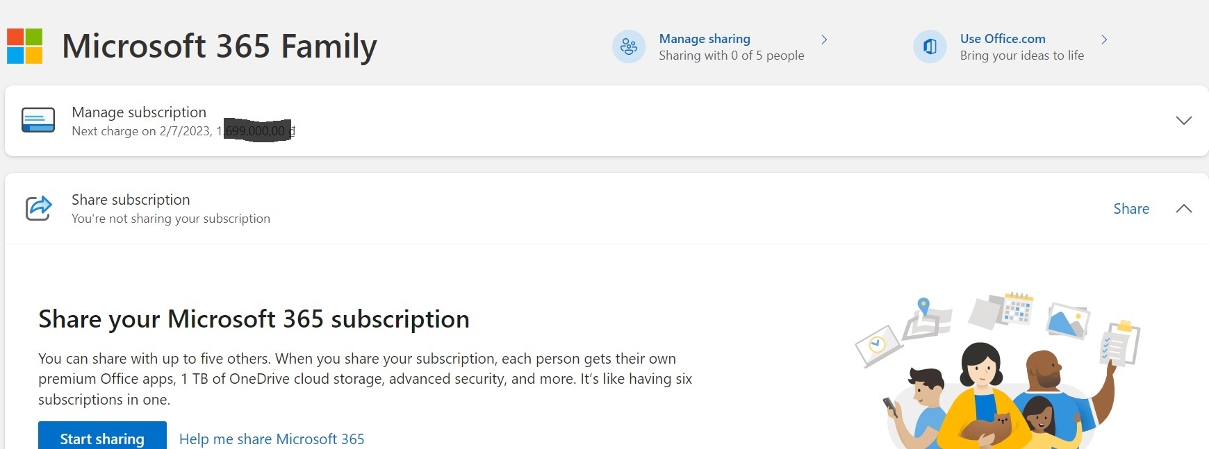 I already subscribed Microsoft 365 Family but still getting the "Get ...