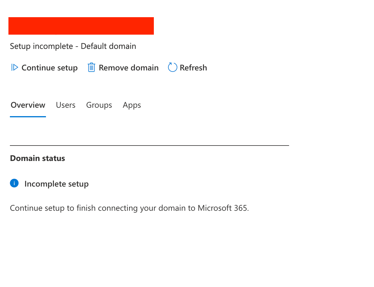 Domain status says "Incomplete Setup", even though when I click ...