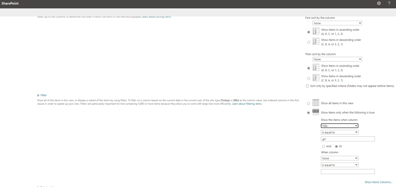 Bug in the way view filters work - Microsoft Q&A