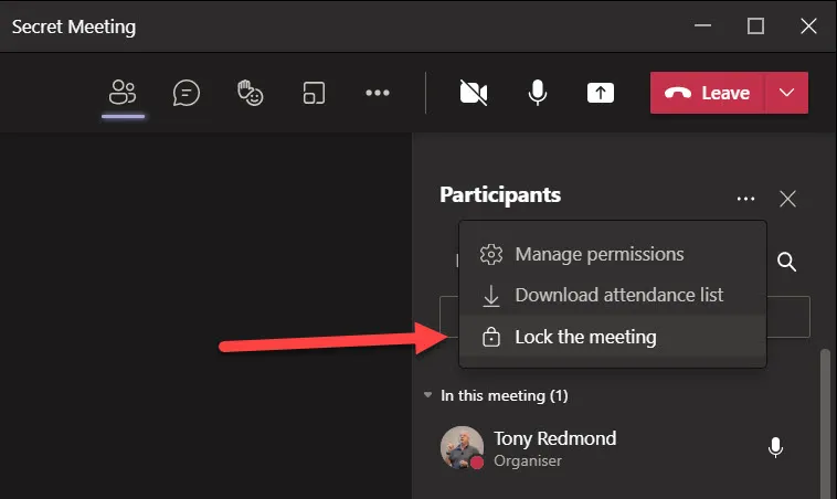 Locking a Teams meeting