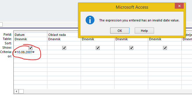 Access date criteria - Microsoft Q&A