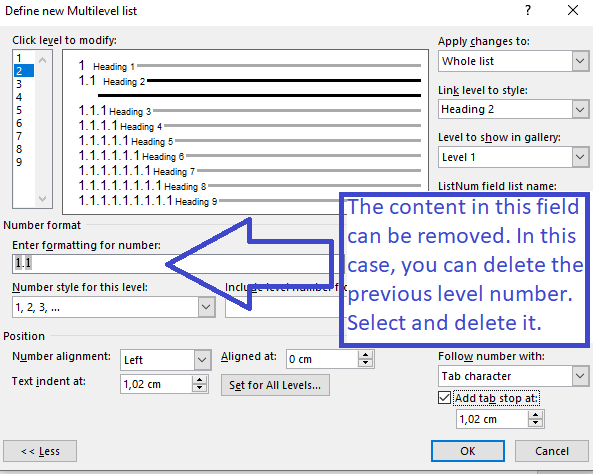 Outline numbering without always including level 1 number? (Word for ...