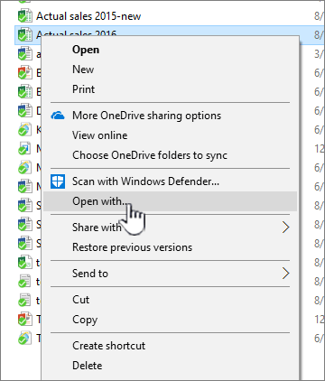 Context menu with Open With selected.