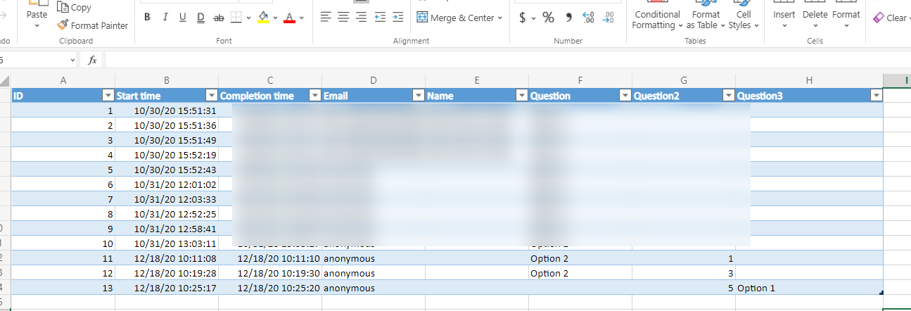 How to fix Excel export showing deleted questions - Microsoft Q&A
