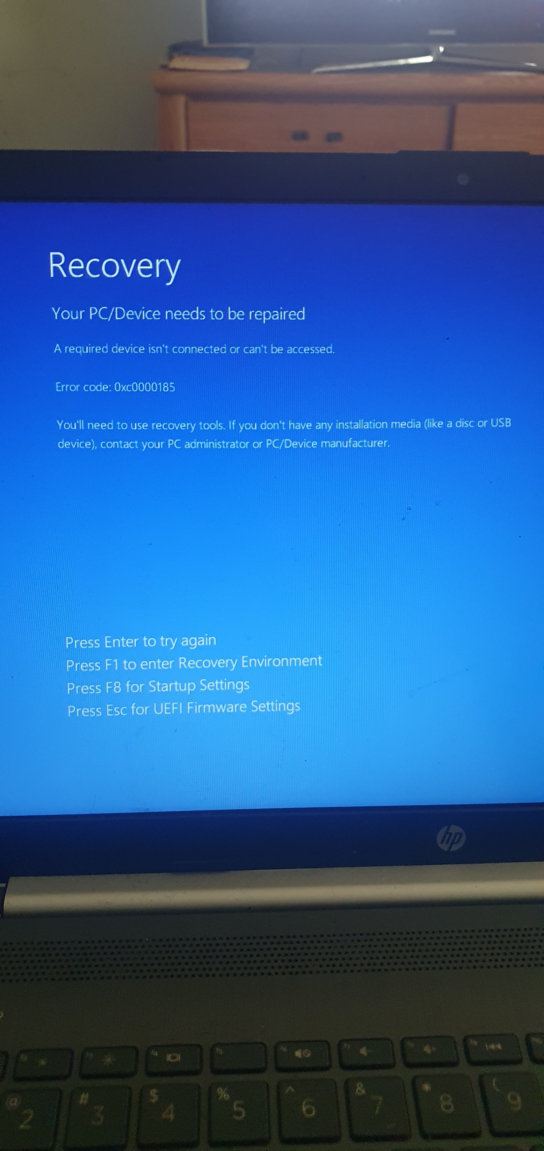 hp preparing automatic repair to blue recovery screen - Microsoft Q&A