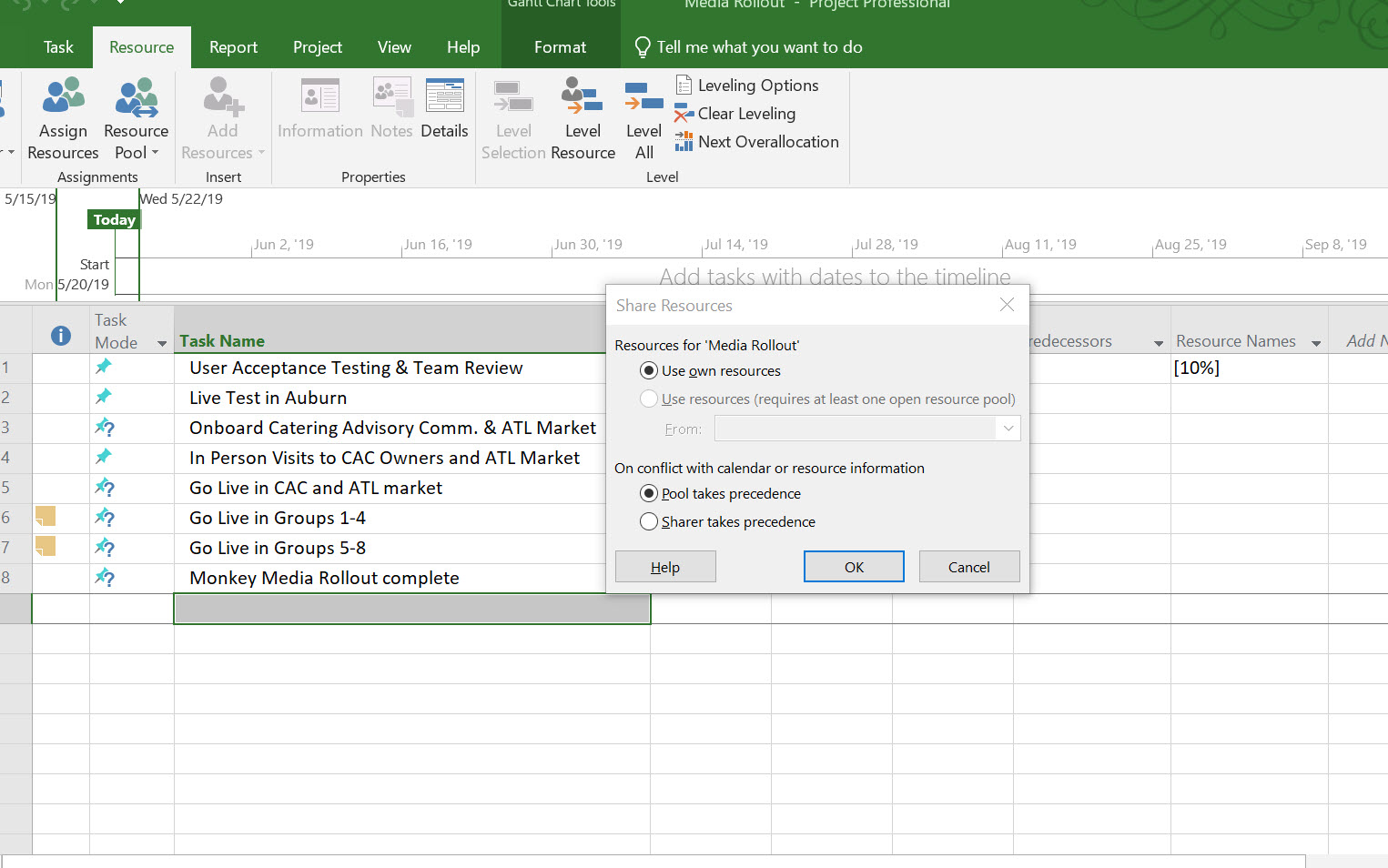 Unable to Share Resources between Project Plans - Microsoft Q&A