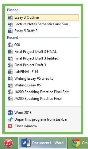 Can't unpin docs from Word taskbar - Microsoft Q&A