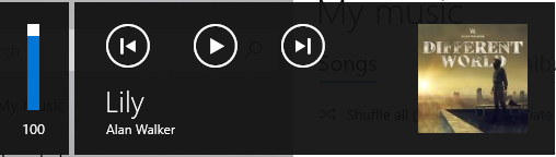 Windows 10 Volume Control Popup for groove music
