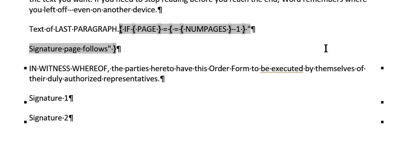 Microsoft Word: Inserting conditional language for Page Break ...