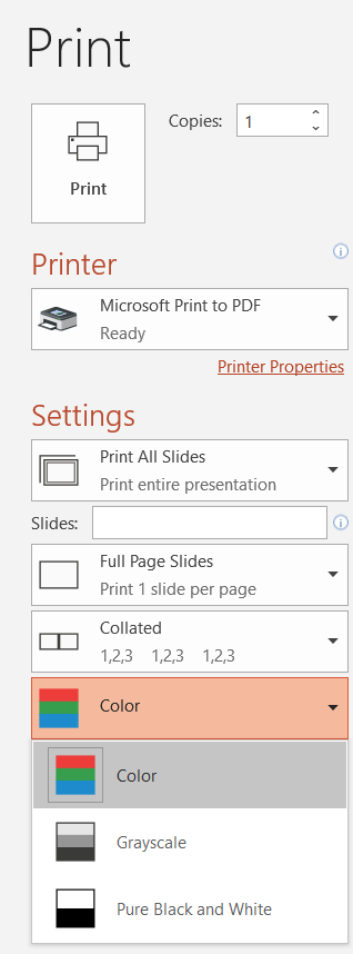 How do I save my PPT presentation to a black and white PDF? - Microsoft Q&A