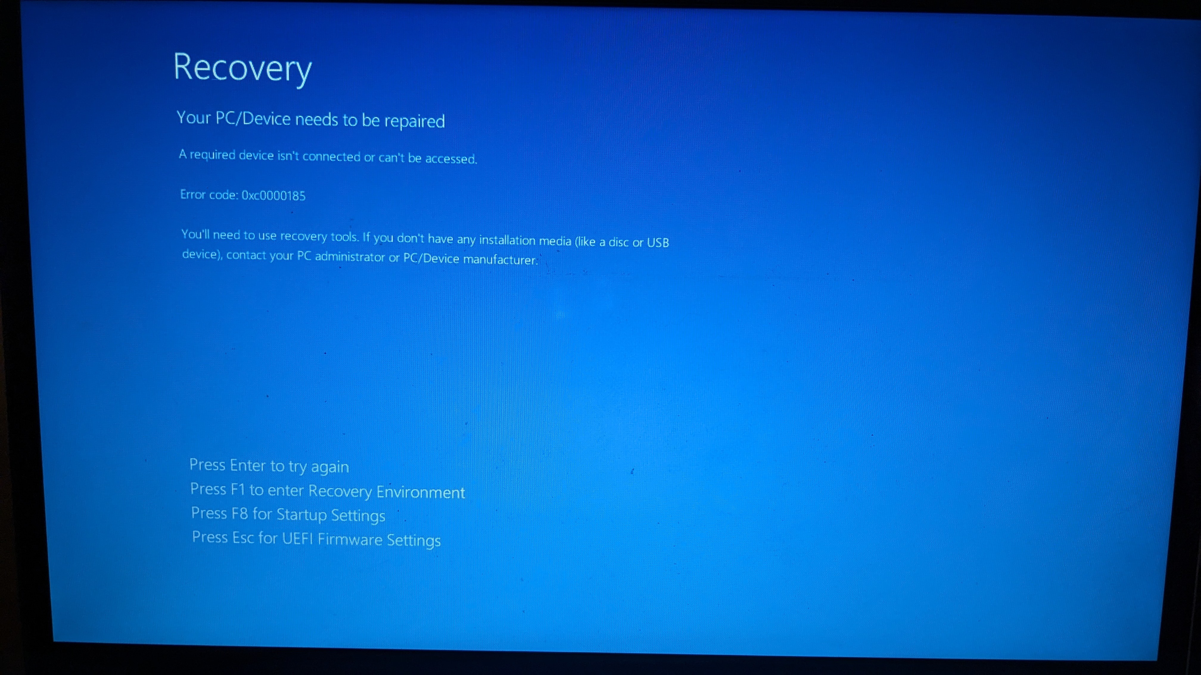 Laptop stuck on recovery screen - Microsoft Q&A