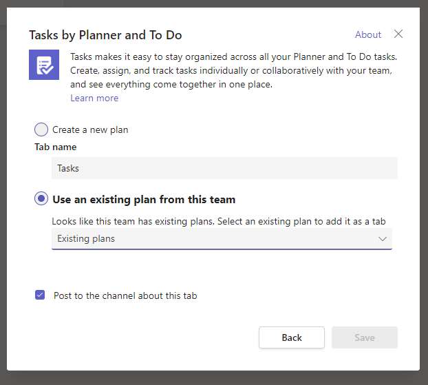 Planner app not appearing as an option on Teams Channel - Microsoft Q&A