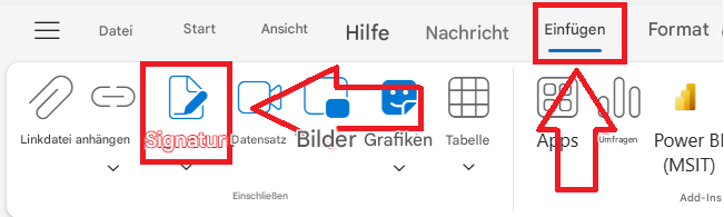 DateiStartAnsichtHilfeNachrichtEinfügenFormatLinkdatei anhängenSignaturDatensatzBilderGrafikenTabelleApps00UmfragenPower B (MSIT)EinschließenAdd-Ins